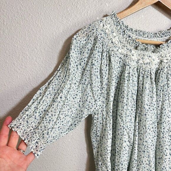 DOEN Odessa Nightgown Mini Dress L Blue Baby Kate Floral Print - Picture 5 of 8